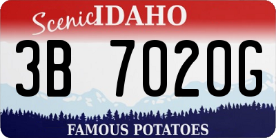 ID license plate 3B7020G