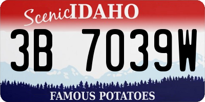 ID license plate 3B7039W