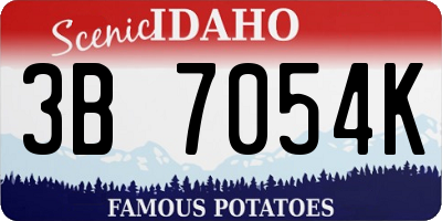 ID license plate 3B7054K