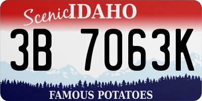 ID license plate 3B7063K