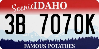 ID license plate 3B7070K