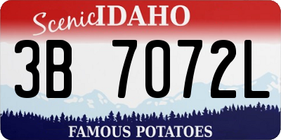ID license plate 3B7072L