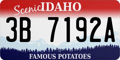 ID license plate 3B7192A