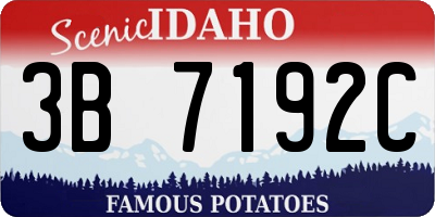 ID license plate 3B7192C