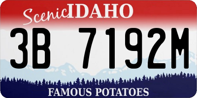 ID license plate 3B7192M