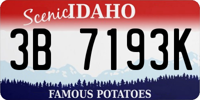 ID license plate 3B7193K