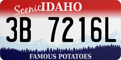 ID license plate 3B7216L