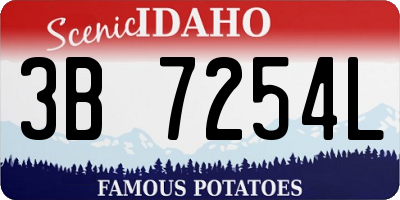 ID license plate 3B7254L