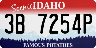 ID license plate 3B7254P