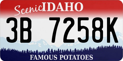 ID license plate 3B7258K