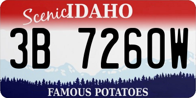 ID license plate 3B7260W