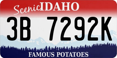 ID license plate 3B7292K