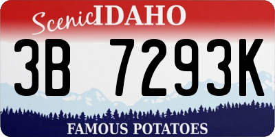 ID license plate 3B7293K
