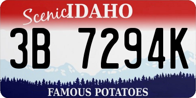 ID license plate 3B7294K