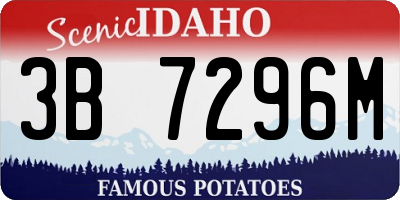 ID license plate 3B7296M