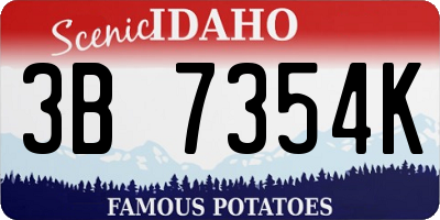 ID license plate 3B7354K