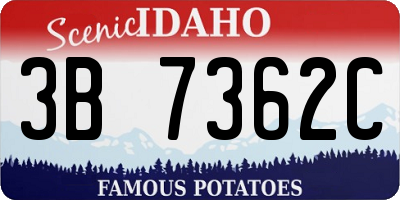 ID license plate 3B7362C