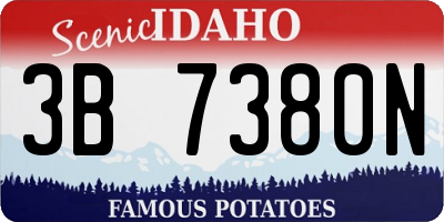 ID license plate 3B7380N