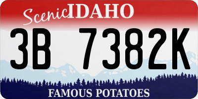 ID license plate 3B7382K
