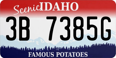 ID license plate 3B7385G