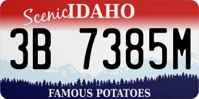 ID license plate 3B7385M