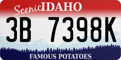 ID license plate 3B7398K