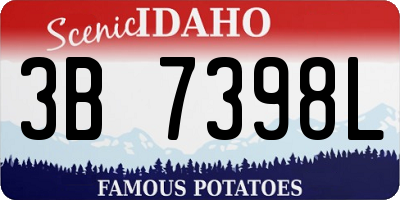 ID license plate 3B7398L