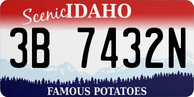ID license plate 3B7432N