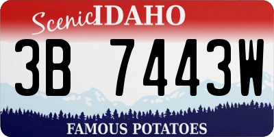ID license plate 3B7443W