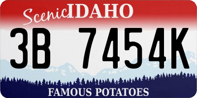ID license plate 3B7454K