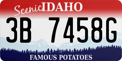 ID license plate 3B7458G
