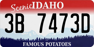 ID license plate 3B7473D