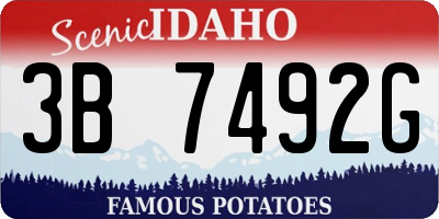 ID license plate 3B7492G