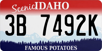 ID license plate 3B7492K