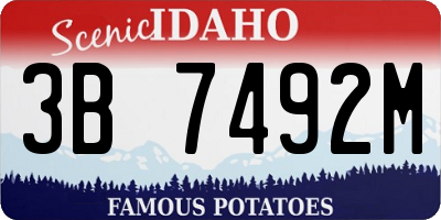 ID license plate 3B7492M