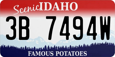 ID license plate 3B7494W