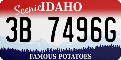 ID license plate 3B7496G
