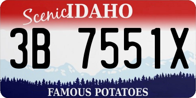 ID license plate 3B7551X