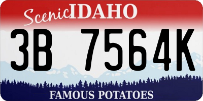 ID license plate 3B7564K