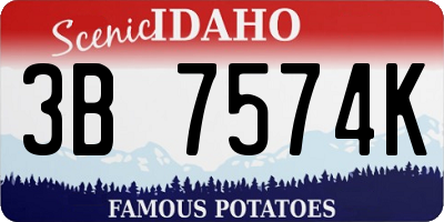 ID license plate 3B7574K