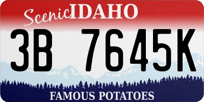 ID license plate 3B7645K