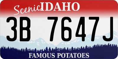 ID license plate 3B7647J