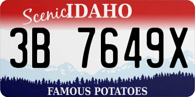 ID license plate 3B7649X