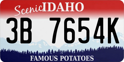 ID license plate 3B7654K
