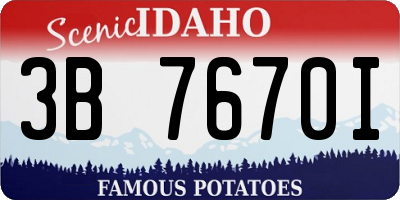 ID license plate 3B7670I