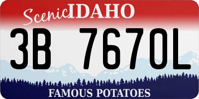 ID license plate 3B7670L