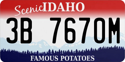 ID license plate 3B7670M