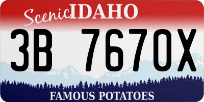ID license plate 3B7670X