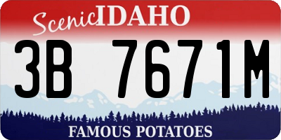 ID license plate 3B7671M