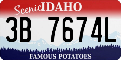 ID license plate 3B7674L